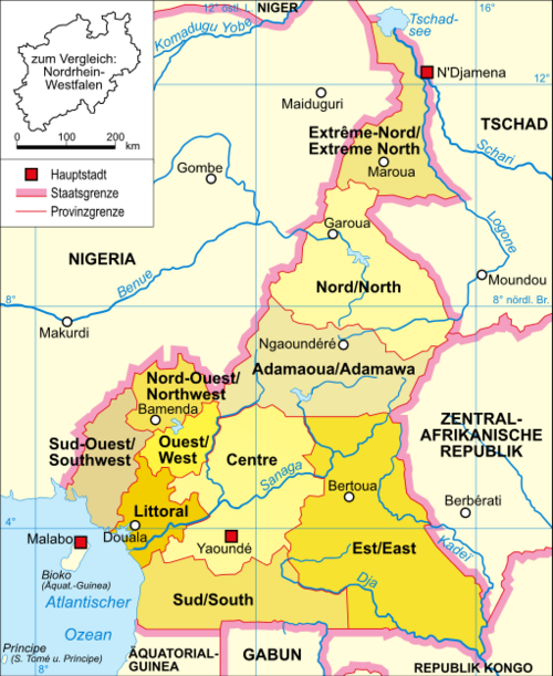 Kamerun - politická mapa