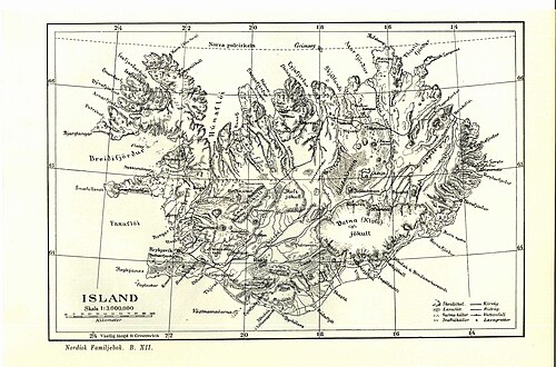 Mapa Islands z Nordisk familjebok