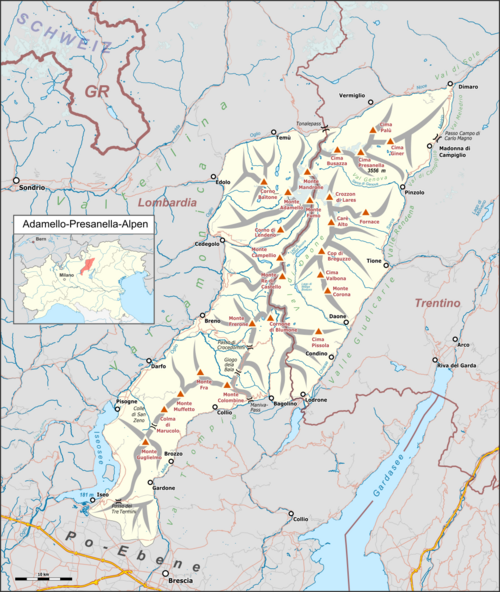 Mapa Adamello-Presanella Alp