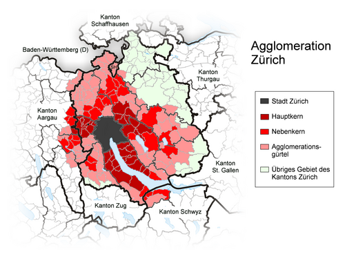 Mapa Metropolitní oblasti Zurich