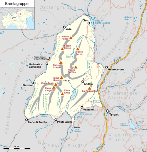 Mapa skupiny Brenta