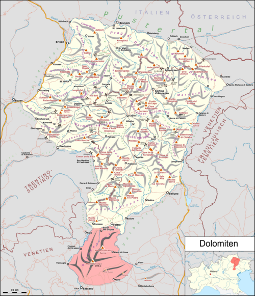 Mapa Dolomit s Grappastock
