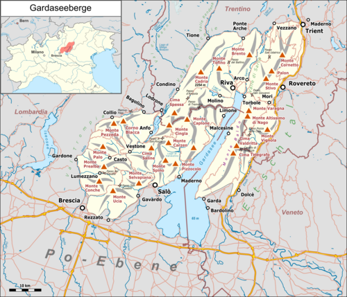 Mapa hor Gardského jezera