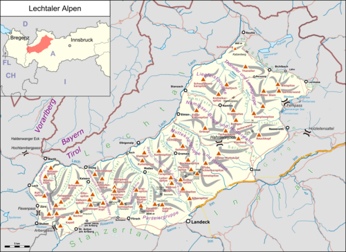 Mapa Lechtálské Alpy