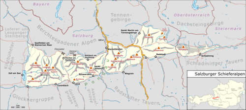 Mapa Salzburské břidličné Alpy