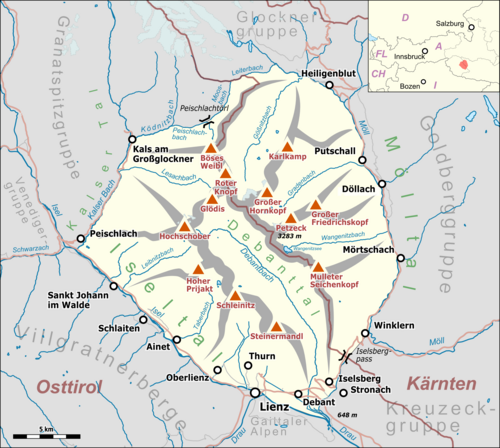Mapa Schobergruppe