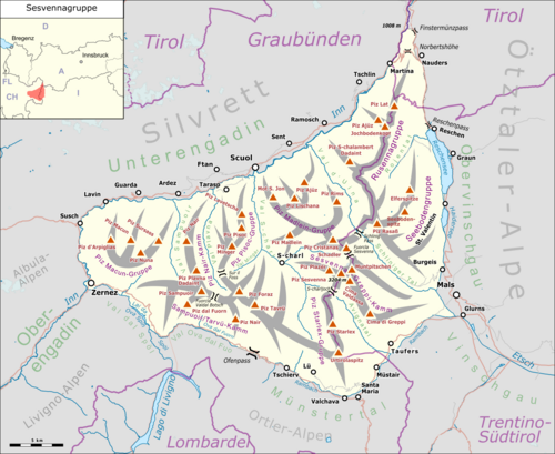 Mapa Sesvennagruppe