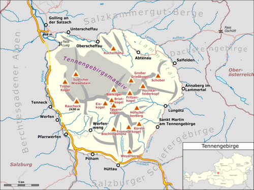 Mapa Tennengebirge