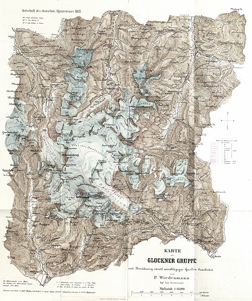Mapa Glocknerské skupiny 1871