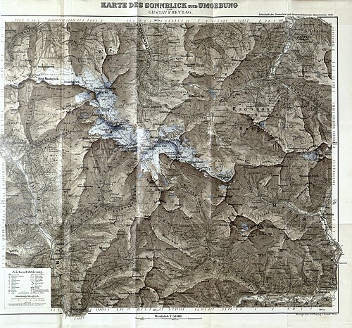 Mapa Sonnblicku a okolí