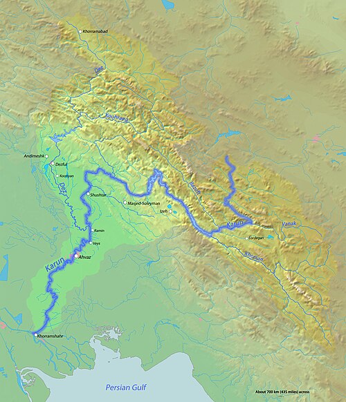 Karunská řeka - konečná mapa