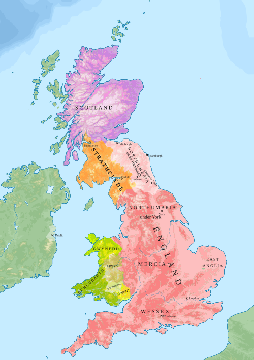 Království Británie v roce 927 za Athelstana