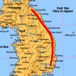 Pohoří Taebaek - místní mapa
