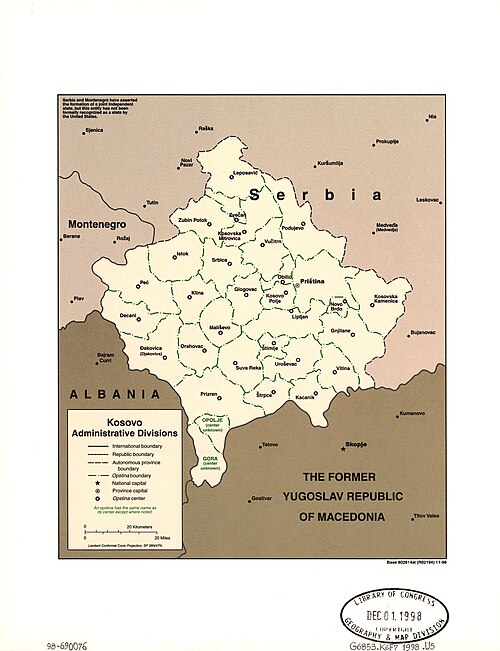 Kosovo, správní rozdělení
