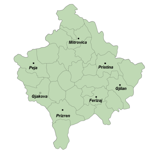 Mapa měst Kosova