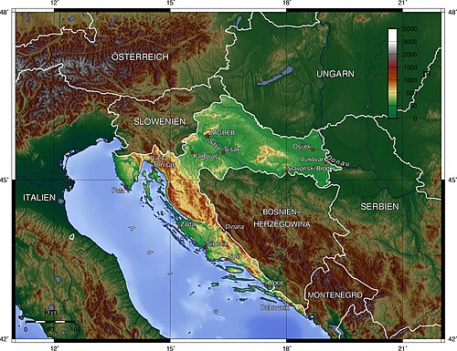 Chorvatsko topograficky