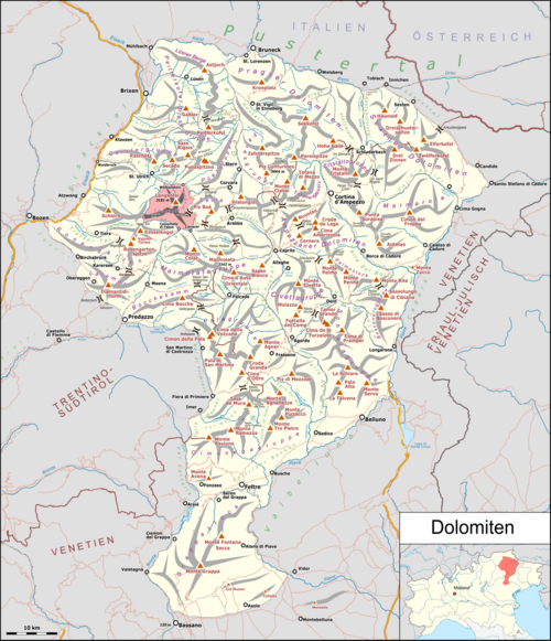 Poloha skupiny Langkofel
