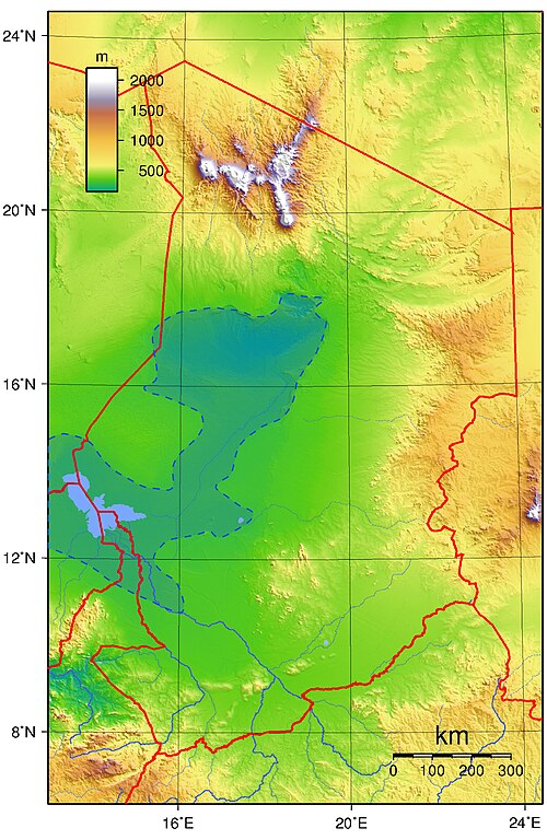 Topografie megajezera Čad