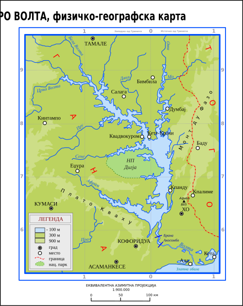 Mapa jezera Volta