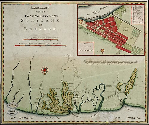 Mapa kolonií Surinamu a Berbice (1767)