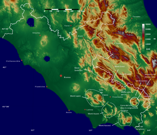 Lazio SRTM s anotacemi