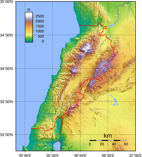 Topografie Libanonu