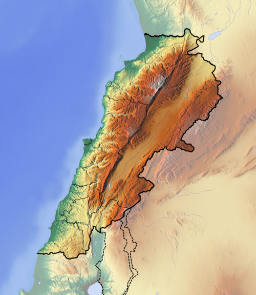 Topografická mapa Libanonu