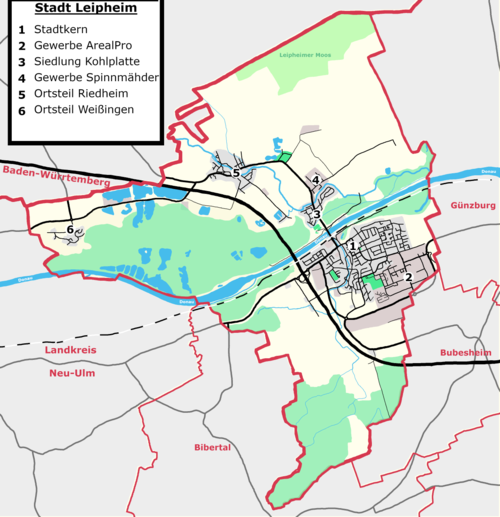 Mapa města Leipheima