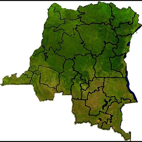 26 provincií DRC z nebes