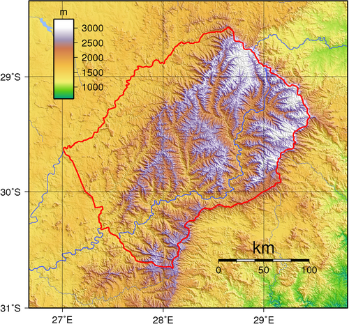 Topografie Lesotho