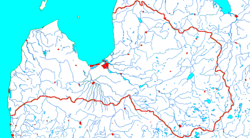 Slepá mapa Lotyšska s městy
