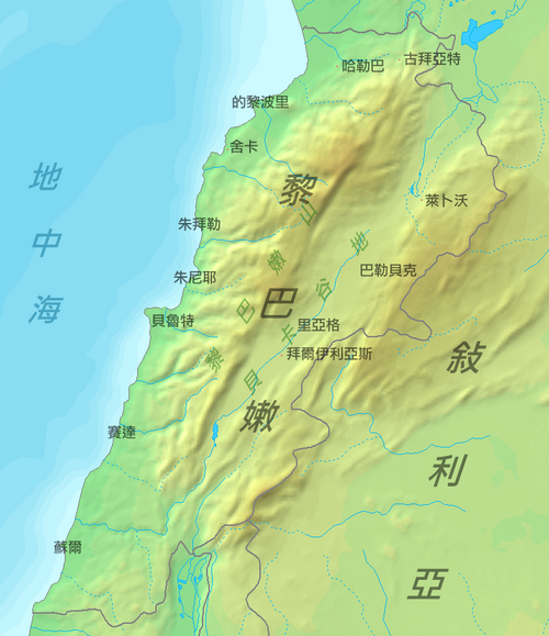 Mapa Libanonu (Libanen ditu1)