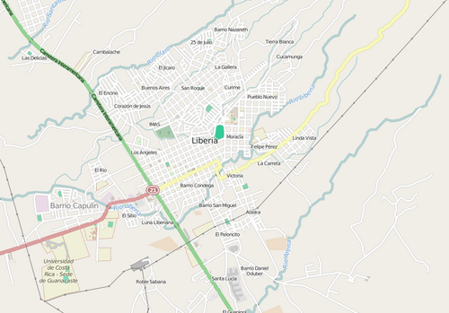 Liberia, Kostarika - Mapa města