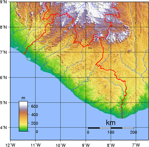 Topografie Libérie