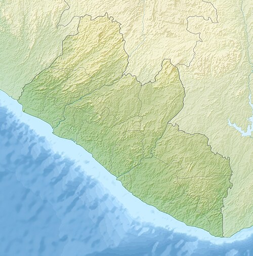 Mapa polohy a reliéfu Libérie