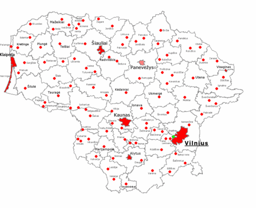 Litva - všechna města