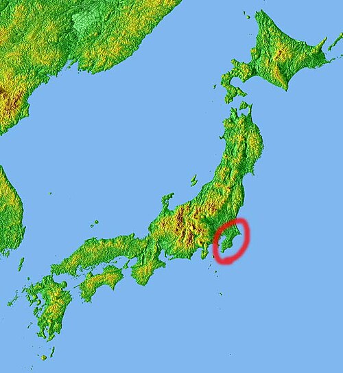 Poloha poloostrova Boso v Japonsku