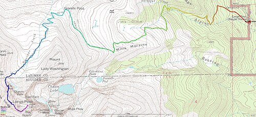 Trasa GPS Longs Peak