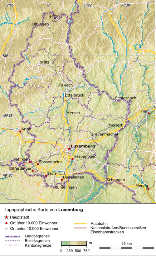 Lucembursko Topografické