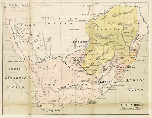 Mapa Jižní Afriky - R.W. Leyland