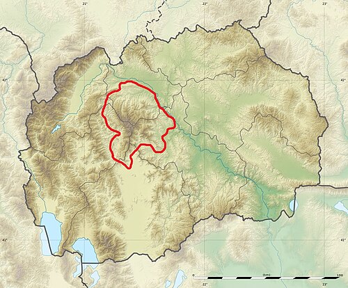 Mapa Makedonie - Relief Yakoupitsa