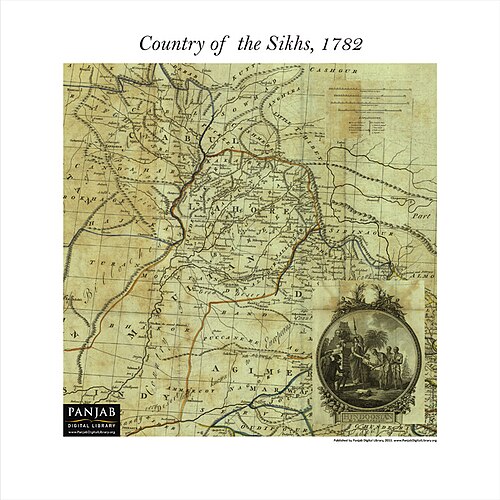 Mapa království Sikhů 1782