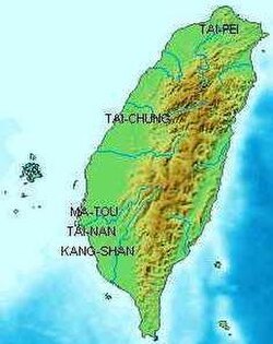 Mapa Taiwan a Penghu