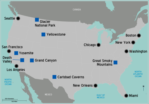 Mapa měst USA 01