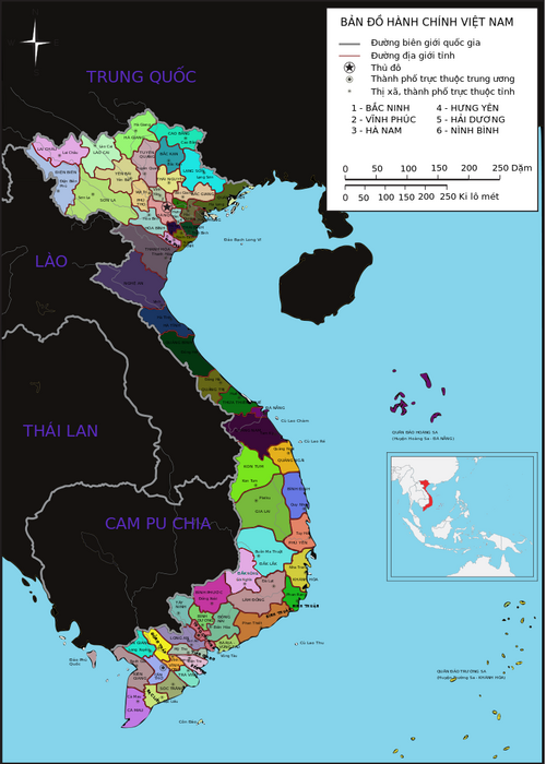 Mapa dělení Vietnamu