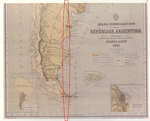 Mapa Argentinské republiky 1883