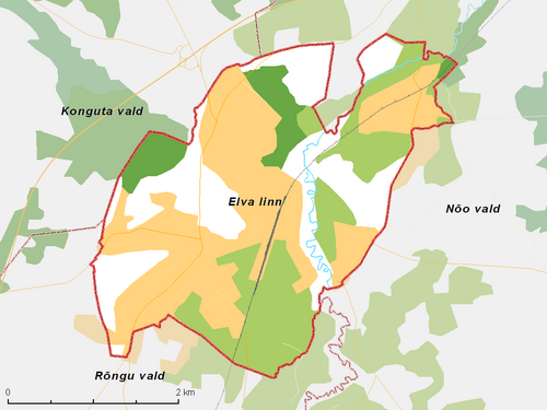 Mapa Estonska - mesto Elva