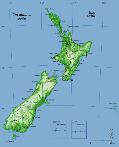 Mapa Nového Zélandu