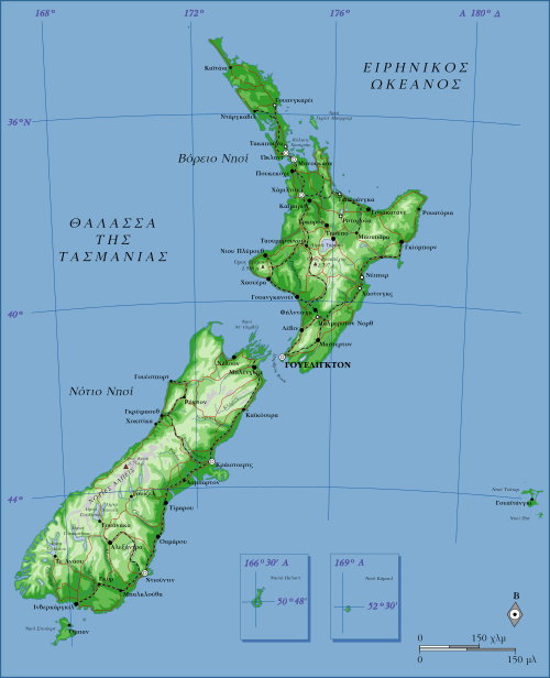 Mapa Nového Zélandu