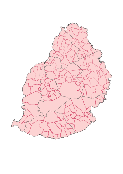 Mapa VCA - okresy Mauritius